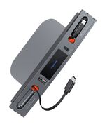 USAMS ΦΟΡΤΙΣΤΉΣ ΑΥΤΟΚΙΝΉΤΟΥ US-SJ649 ΓΙΑ TESLA(3/Y), ΜΕ 2X ΚΑΛΏΔΙΑ, USB/USB-C ΘΎΡΕΣ, 60W, ΓΚΡΙ