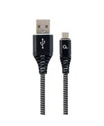 GEMBIRD PREMIUM MICRO USB 2.0 CABLE AM-MBM5P (METAL BRAIDED CONNECTORS) 2M BLACK/WHITE (CC-USB2B-AMMBM-2M-BW) (GEMCC-USB2B-AMMBM-2M-BW)