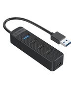ORICO USB HUB TWU32-4A, 4X ΘΥΡΏΝ, USB 3.0, 5GBPS, USB ΣΎΝΔΕΣΗ, ΜΑΎΡΟ