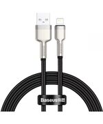 BASEUS USB CABLE FOR LIGHTNING BASEUS CAFULE, 2.4A, 1M BLACK (CALJK-A01) (BASCALJK-A01)