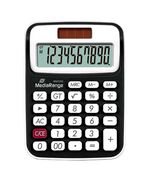 MEDIARANGE COMPACT CALCULATOR WITH 10-DIGIT LCD, SOLAR AND BATTEY-POWERED, BLACK/WHITE (MROS190)