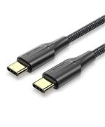 VENTION NYLON BRAIDED TYPE-C TO TYPE-C 3A CABLE 1M BLACK LED TYPE (TAUBF) (VENTAUBF)