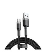 BASEUS CAFULE BRAIDED USB 2.0 CABLE USB-C MALE - USB-A MALE ΜΑΎΡΟ 0.5M (CATKLF-AG1) (BASCATKLFAG1)