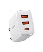 BASEUS ΦΟΡΤΙΣΤΉΣ ΧΩΡΊΣ ΚΑΛΏΔΙΟ ΜΕ 2 ΘΎΡΕΣ USB-A ΚΑΙ ΘΎΡΑ USB-C 30W POWER DELIVERY ΛΕΥΚΌΣ (COMPACT 2U+C) (CCXJ-E02) (BASCCXJE02)