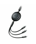 BASEUS BRIGHT MIRROR 2 FLAT / RETRACTABLE USB TO TYPE-C / MICRO USB / LIGHTNING CABLE 3.5A ΜΑΎΡΟ 1.1M  (CAMJ010001) (BASCAMJ010001)
