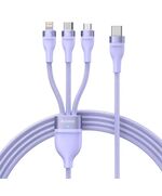 BASEUS 3IN1 USB CABLE FLASH SERIES 2, USB-C + MICRO USB + LIGHTNING, 100W, 1.5M (PURPLE) (CASS030205) (BASCASS030205)