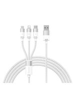 BASEUS 3IN1 USB CABLE STARSPEED SERIES, USB-C + MICRO + LIGHTNING 3,5A, 1.2M WHITE (CAXS000002) (BASCAXS000002)