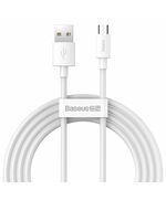 BASEUS SIMPLE WISDOM DATA CABLE KIT USB TO MICRO 2.1A 2PCS/SET 1.5M WHITE (TZCAMZJ-02) (BASTZCAMZJ-02)