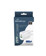 MEDIARANGE 25W GAN FAST CHARGING ADAPTER (EU-PLUG), 1X USB-C AND 1X USB-A, USB-C® POWER DELIVERY AND QUICK CHARGE ENABLED, WHITE) (MRMA112-2)