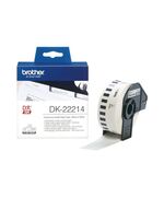 BROTHER DK-22214 CONTINUOUS PAPER LABEL ROLL – BLACK ON WHITE, 12MM WIDE (DK22214) (BRODK22214)