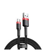 BASEUS CAFULE BRAIDED USB 2.0 CABLE USB-C MALE - USB-A MALE ΜΑΎΡΟ 1M (CATKLF-B91) (BASCATKLF-B91)
