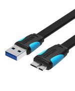 VENTION FLAT USB 3.0 A MALE TO MICRO B MALE CABLE 1M BLACK (VAS-A12-B100) (VENVAS-A12-B100)