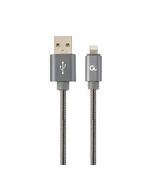 GEMBIRD CC- USB2S-AMLM-1M-BG PREMIUM USB TO 8-PIN CABLE (METAL PLUGS,SPIRAL BRAID)1M,GREY METAL (CC-USB2S-AMLM-1M-BG) (GEMCC-USB2S-AMLM-1M-BG)