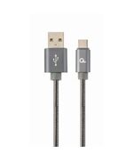 GEMBIRD CC- USB2S-AMCM-1M-BG USB-C 2.0 CABLE (AM/CM) METAL PLUGS, SPIRAL BRAID, 1M, METALLIC GRAY (CC-USB2S-AMCM-1M-BG) (GEMCC-USB2S-AMCM-1M-BG)