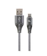 GEMBIRD PREMIUM USB-C 2.0 CABLE (AM/CM) METAL CONNECTORS NYLON BRAID 1M GRAY/WHITE (CC-USB2B-AMCM-1M-WB2) (GEMCC-USB2B-AMCM-1M-WB2)