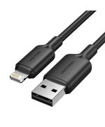 VENTION USB 2.0 A MALE TO LIGHTNING MALE 2.4A CABLE 1M BLACK PVC TYPE (LAMBF) (VENLAMBF)