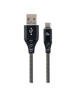 GEMBIRD CC- USB2B-AMCM-2M-BW PREMIUM USB-C 2.0 CABLE (AM/CM) METAL PLUGS, BRAID, 2M, BLACK/WHITE (CC-USB2B-AMCM-2M-BW) (GEMCC-USB2B-AMCM-2M-BW)