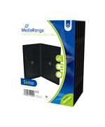 MEDIARANGE DVD CASE FOR 2 DISCS 14MM BLACK PACK 5  (MRBOX30-2)
