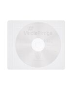 MEDIARANGE ADHESIVE-BACKED FLEECE SLEEVES FOR 1 DISC WHITE/SEMI-CLEAR, PACK 50  (MRBOX69-50)
