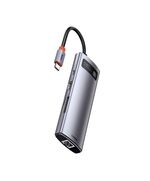 BASEUS METAL GLEAM SERIES 8-IN-1 USB-C DOCKING STATION SILVER (CAHUB-CV0G) (BASCAHUB-CV0G)