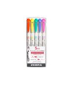 ZEBRA MILDLINER DOUBLE ENDED BRUSH PEN & MARKER BOLD & FINE POINT 5 PACK REFRESH MILD SET (ZB-79405) (ZEB79405)