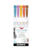 ZEBRA MILDLINER DOUBLE ENDED BRUSH PEN & MARKER BOLD & FINE POINT 5 PACK WARM SET (ZB-79305) (ZEB79305)
