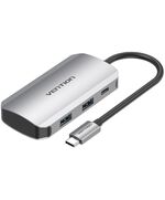 VENTION TYPE-C TO USB 3.0X4/PD 100W HUB 0.15M GRAY ALUMINUM ALLOY TYPE (TNBHB) (VENTNBHB)
