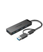VENTION 4-PORT USB 3.0 HUB WITH TYPE-C & USB 3.0 2-IN-1 INTERFACE AND POWER SUPPLY 0.15M BLACK ABS TYPE (CHTBB) (VENCHTBB)