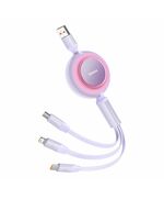 BASEUS BRIGHT MIRROR 3 USB 3-IN-1 CABLE FOR MICRO USB / USB-C / LIGHTNING 66W / 2A 1.1M PURPLE (CAMJ010105) (BASCAMJ010105)
