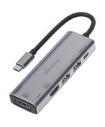 MEDIARANGE USB TYPE-C 5 IN-1 MULTIPORT ADAPTER WITH 2XHDMI OUT SILVER (MRCS511)