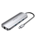 VENTION TYPE-C TO HDMI/USB 3.0*3/RJ45/SD/TF/TRRS 3.5MM/PD 100W DOCKING STATION 0.15M GRAY ALUMINUM ALLOY TYPE (TOLHB) (VENTOLHB)