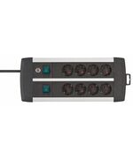BRENNENSTUHL PREMIUM-ALU-LINE TECHNICS EXTENSION LEAD 8-WAY DUO BLACK 3M H05VV-F 3G1.5 WITH EVERY 4 SOCKETS SWITCHED (1391000908) (BNN1391000908)