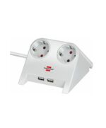 BRENNENSTUHL DESKTOP-POWER USB-CHARGER WITH 2X USB-2.0 CHARGER 2100MA 2-WAY SOCKET, WHITE POLISHED 1.8M H05VV-F 3G1.5 (1153520222) (BNN1153520222)