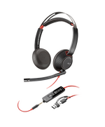 POLY BLACKWIRE 5220 STEREO USB-C HEADSET +3.5MM PLUG +USB-C/A ADAPTER - 93S88AA