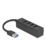 DELOCK USB HUB 64350, 4X ΘΥΡΏΝ, USB 3.0, 5GBPS, USB ΣΎΝΔΕΣΗ, ΜΑΎΡΟΣ