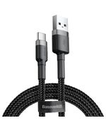 BASEUS CAFULE BRAIDED USB 2.0 CABLE USB-C MALE - USB-A MALE ΜΑΎΡΟ 3M (CATKLF-UG1) (BASCATKLF-UG1)