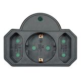 POWERTECH ΑΝΤΆΠΤΟΡΑΣ ΡΕΎΜΑΤΟΣ PT-817, 1X SCHUKO, 2X EURO, 16A, ΜΑΎΡΟΣ