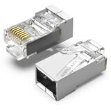 VENTION CAT.6 FTP RJ45 MODULAR PLUG TRANSPARENT METAL TYPE 50-PACK (IDCR0-50) (VENIDCR0-50)