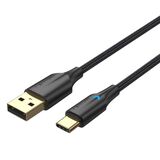 VENTION NYLON BRAIDED USB 2.0 A MALE TO TYPE-C MALE 3A CABLE 0.5M BLACK LED TYPE (CTFBD) (VENCTFBD)