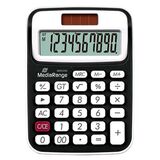 MEDIARANGE COMPACT CALCULATOR WITH 10-DIGIT LCD, SOLAR AND BATTEY-POWERED, BLACK/WHITE (MROS190)