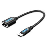 VENTION TYPE-C MALE TO USB A FEMALE OTG CABLE 0.15M BLACK PVC TYPE (CCSBB) (VENCCSBB)