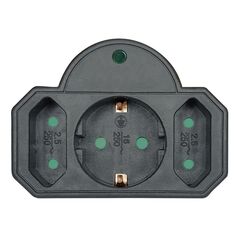 POWERTECH ΑΝΤΆΠΤΟΡΑΣ ΡΕΎΜΑΤΟΣ PT-817, 1X SCHUKO, 2X EURO, 16A, ΜΑΎΡΟΣ