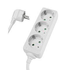 POWERTECH ΠΟΛΎΠΡΙΖΟ PT-868, 3X SCHUKO, 16A, 1.5M, ΛΕΥΚΌ