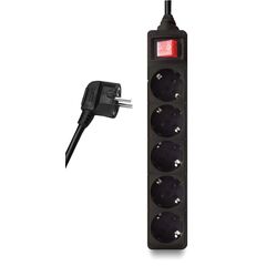 POWERTECH ΠΟΛΎΠΡΙΖΟ PT-877, 5X SCHUKO, 16A, 3M, ΜΑΎΡΟ