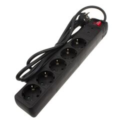 POWERTECH ΠΟΛΎΠΡΙΖΟ ΑΣΦΑΛΕΊΑΣ PT-883, 5X SCHUKO, 16A, 3M, ΜΑΎΡΟ