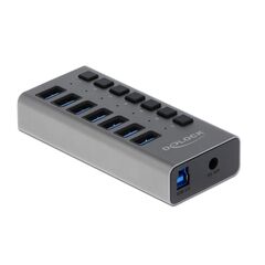 DELOCK USB HUB ΜΕ ΔΙΑΚΌΠΤΕΣ 63669, 7X USB, 5GBPS, LED, ΓΚΡΙ