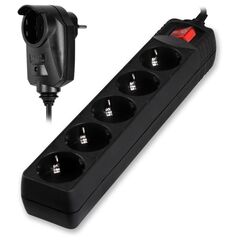 POWERTECH ΠΟΛΎΠΡΙΖΟ ΑΣΦΑΛΕΊΑΣ PT-994, 5+1 ΘΈΣΕΩΝ SCHUKO, 16A, 2M, ΜΑΎΡΟ