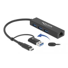 DELOCK DOCKING STATION 64149 3X USB 3.2 GEN 1/LAN 1000MBPS, 5GBPS, ΜΑΎΡΟ