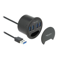 DELOCK USB HUB 64153, 4X USB 3.2 GEN 1, 5GBPS, 60MM, ΜΑΎΡΟ