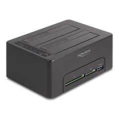 DELOCK DOCKING STATION 64183 CLONE FUNCTION, 2X HDD, CF/SD, 5GBPS, ΜΑΎΡΟ